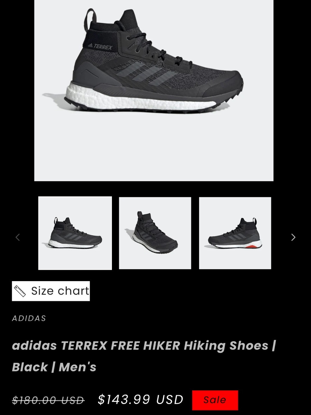 adidas TERREX FREE HIKER Hiking Shoes | Black | Men's 10.5 - Picture 12 of 13